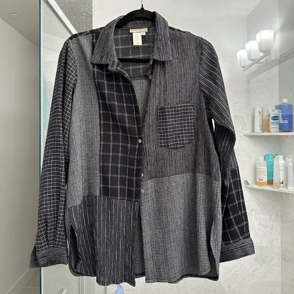 Coldwater Creek Mixed Print Button Up, Size Small